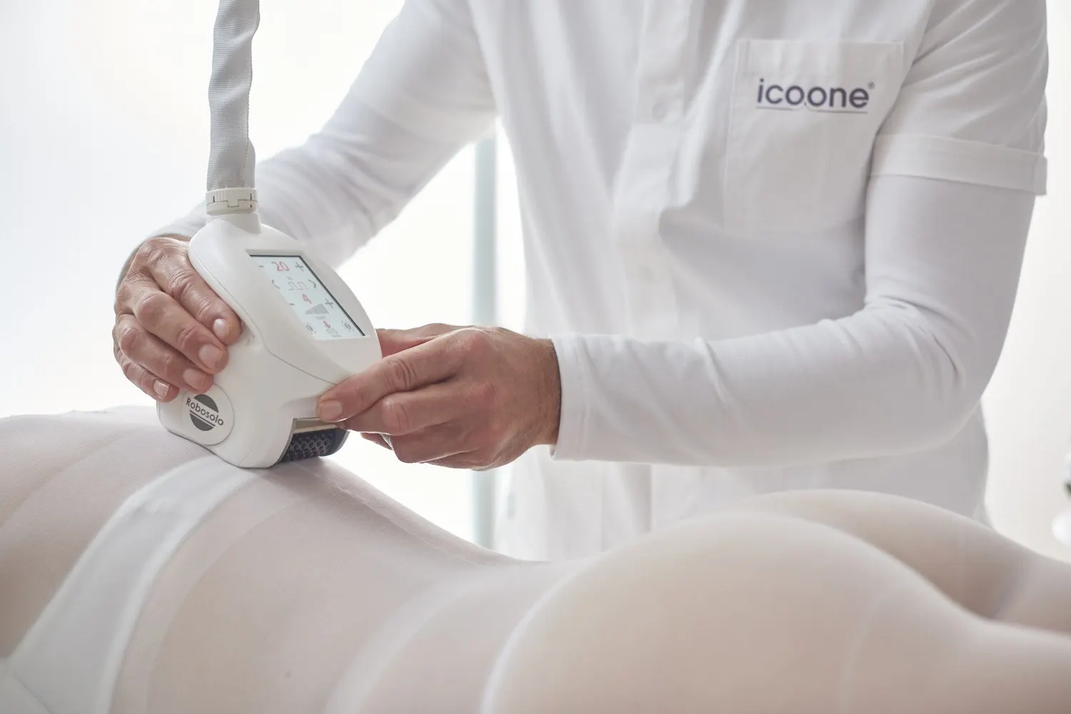 Close-up of an icoone® Roboderm® microstimulator handpiece by i-Tech Industries